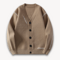 Herrecardigan med lange ærmer og V-hals og knapper