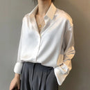 Dame Bluse med Frontknapper og Lange Ærmer
