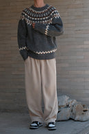 Lina - Fair Isle-sweater med smal pasform og ribbede