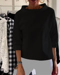 Lena - Elegant Ensfarvet Sweatshirt Med Halvhøj Krave