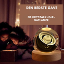 3D krystalkugle med LED-lysbase i træ