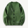 Herrecardigan med lange ærmer og V-hals og knapper