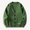 Herrecardigan med lange ærmer og V-hals og knapper