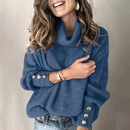 Emma – Langærmet Sweater med Turtleneck og Knapdetaljer