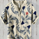 Zachary kortærmet poloshirt med grafisk print og knaplukning