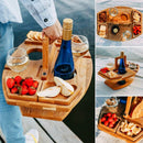 TrekTable - Bærbart vinbord i træ med glas- og snackrum