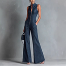 Ida – Ærmeløs Jumpsuit med Vidde Ben og Sidelommer