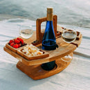 TrekTable - Bærbart vinbord i træ med glas- og snackrum