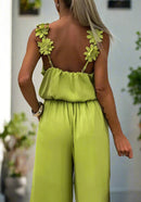Ærmeløs Serena jumpsuit med vide ben og åben ryg