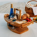 TrekTable - Bærbart vinbord i træ med glas- og snackrum