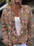 Blomstercardigan med rund hals