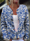 Blomstercardigan med rund hals