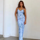 Seraphina - Dame blomsterprintet bodycon maxikjole med