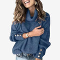 Emma – Langærmet Sweater med Turtleneck og Knapdetaljer