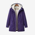 Fleecen - Mellemlang Parka med Fast Hætte og Struktureret Talje