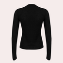Jennifer – Slim Fit Top med Knapper, V-hals og Lange Ærmer