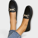 Luna - Slip-on loafers med afrundet tå og kædedetalje
