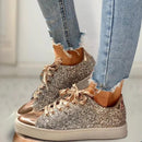 Lily - Dame glitrende sneakers med polstret sål