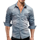 Ethan - Klassisk slim fit denim skjorte med turn-down krave