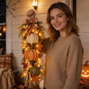 Pumpkinhue - Græskardekoration i træ med LED-lys
