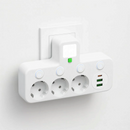 SocketFlow - Stikdåse med 3 stik og USB- og Type-C-porte
