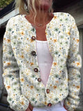 Blomstercardigan med rund hals