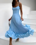 Lily - Stropløs A-line kjole med flæser og 3D-blomster