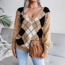 Argyle V-hals sweater med tidløs stil