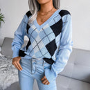 Argyle V-hals sweater med tidløs stil