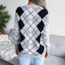Argyle V-hals sweater med tidløs stil