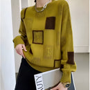 Elara - Langærmet pullover med geometrisk kvadratisk mønster