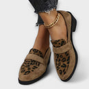 Mara - Klassiske slip-on loafers med leopardaccent