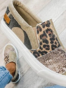 Olivia - Slip-on sneakers med leopardprint og farveblok