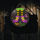Spookora – Halloween Dørskilt med Uhyggeligt Græskar-, Kranie- og Heksedesign