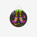 Spookora – Halloween Dørskilt med Uhyggeligt Græskar-, Kranie- og Heksedesign