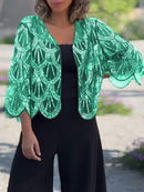 Olivia - Casual cardigan med V-hals og halv ærme