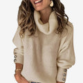 Emma – Langærmet Sweater med Turtleneck og Knapdetaljer