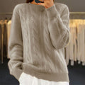 Lyanna kabelstrikket sweater med rund hals