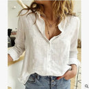 Skylar - Knap-op bluse med fugleprint og afslappet pasform
